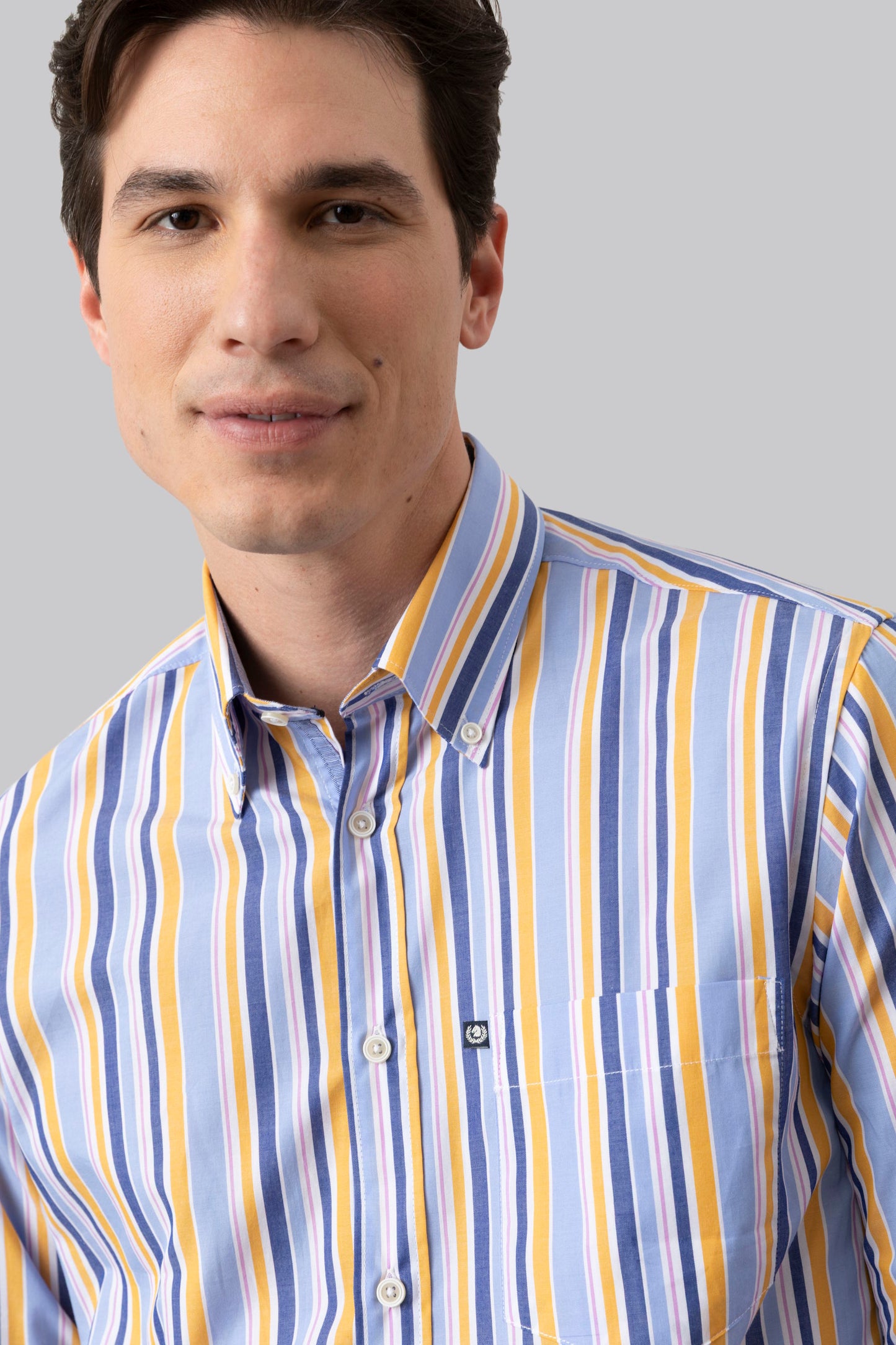 Camicia button down in popeline di cotone multicolore