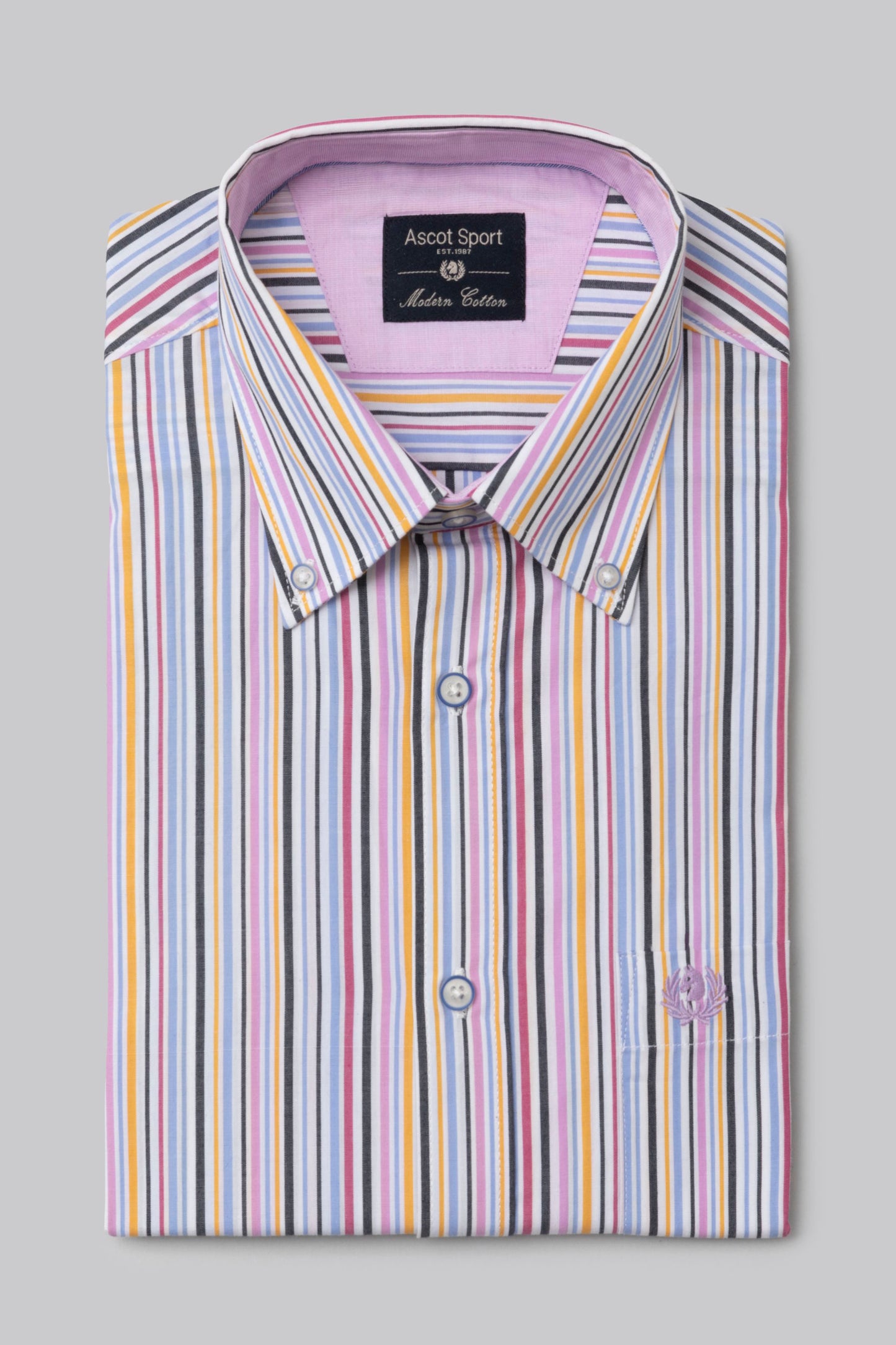 Camicia button down in popeline di cotone multicolore