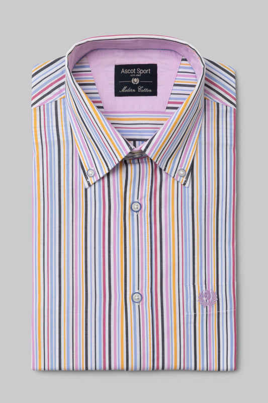 Camicia button down in popeline di cotone multicolore