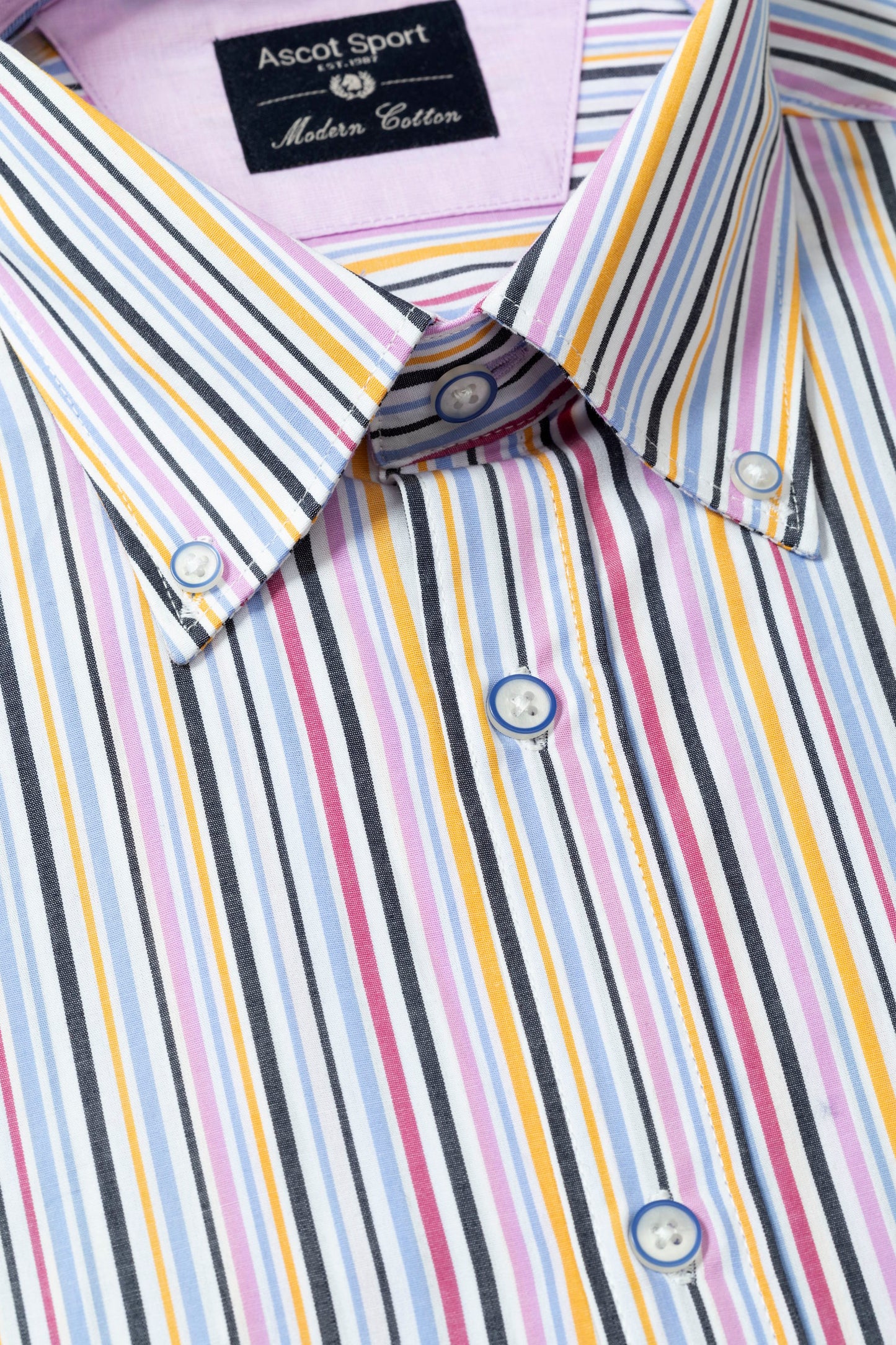 Camicia button down in popeline di cotone multicolore