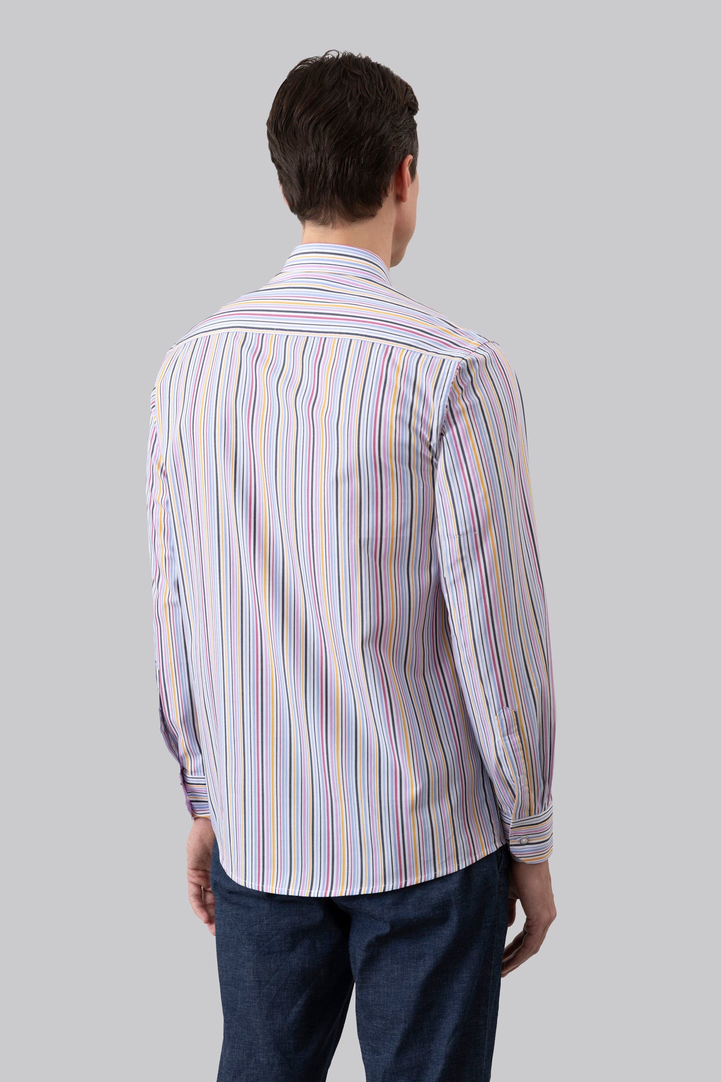 Camicia button down in popeline di cotone multicolore