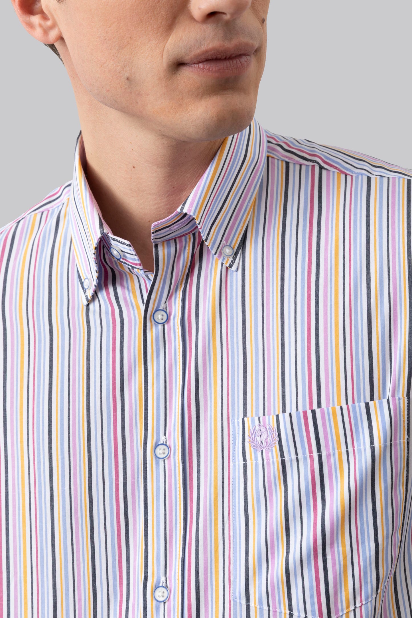 Camicia button down in popeline di cotone multicolore