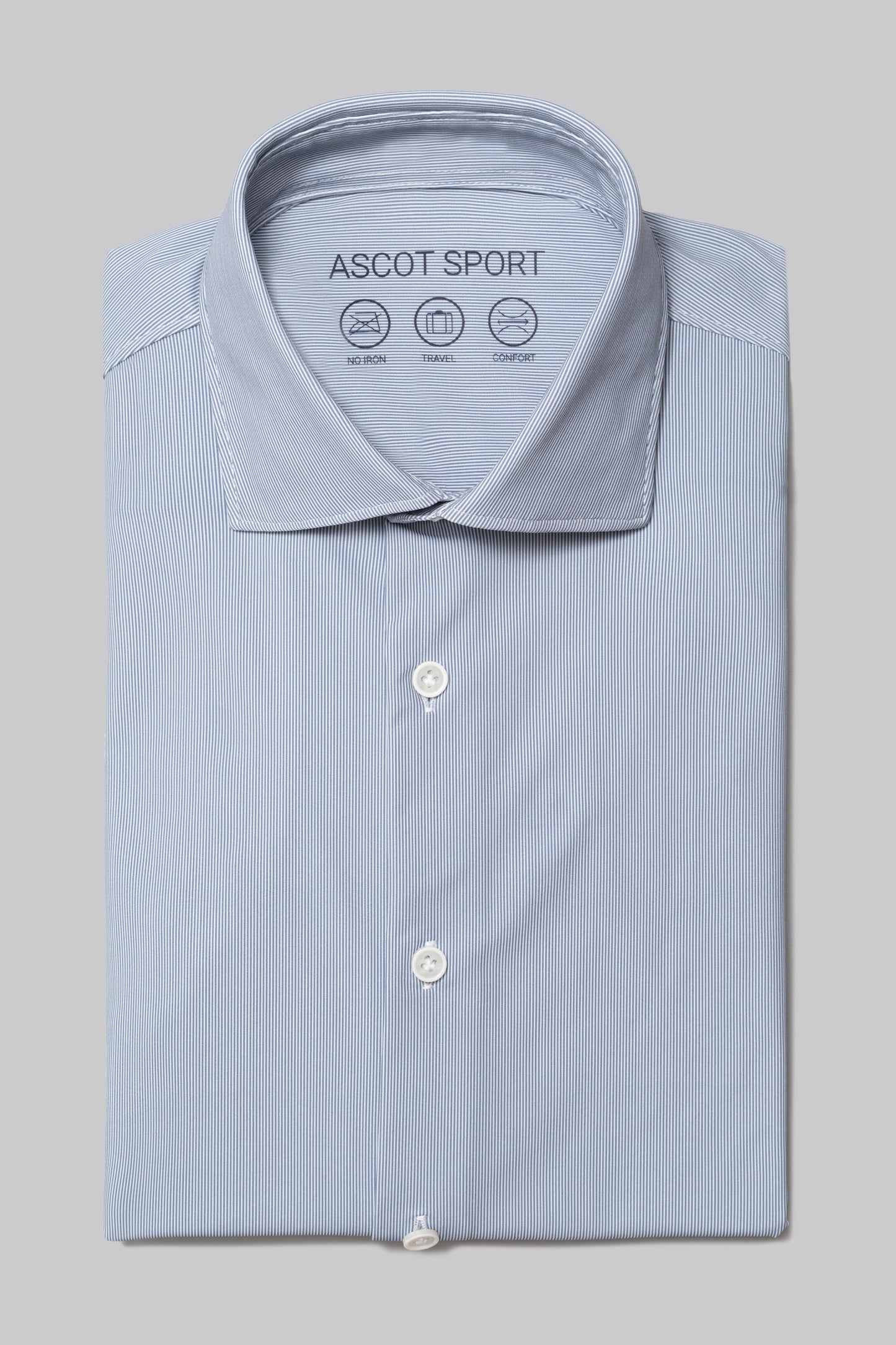 Camicia collo classico in tessuto stampato tech-stretch no stiro