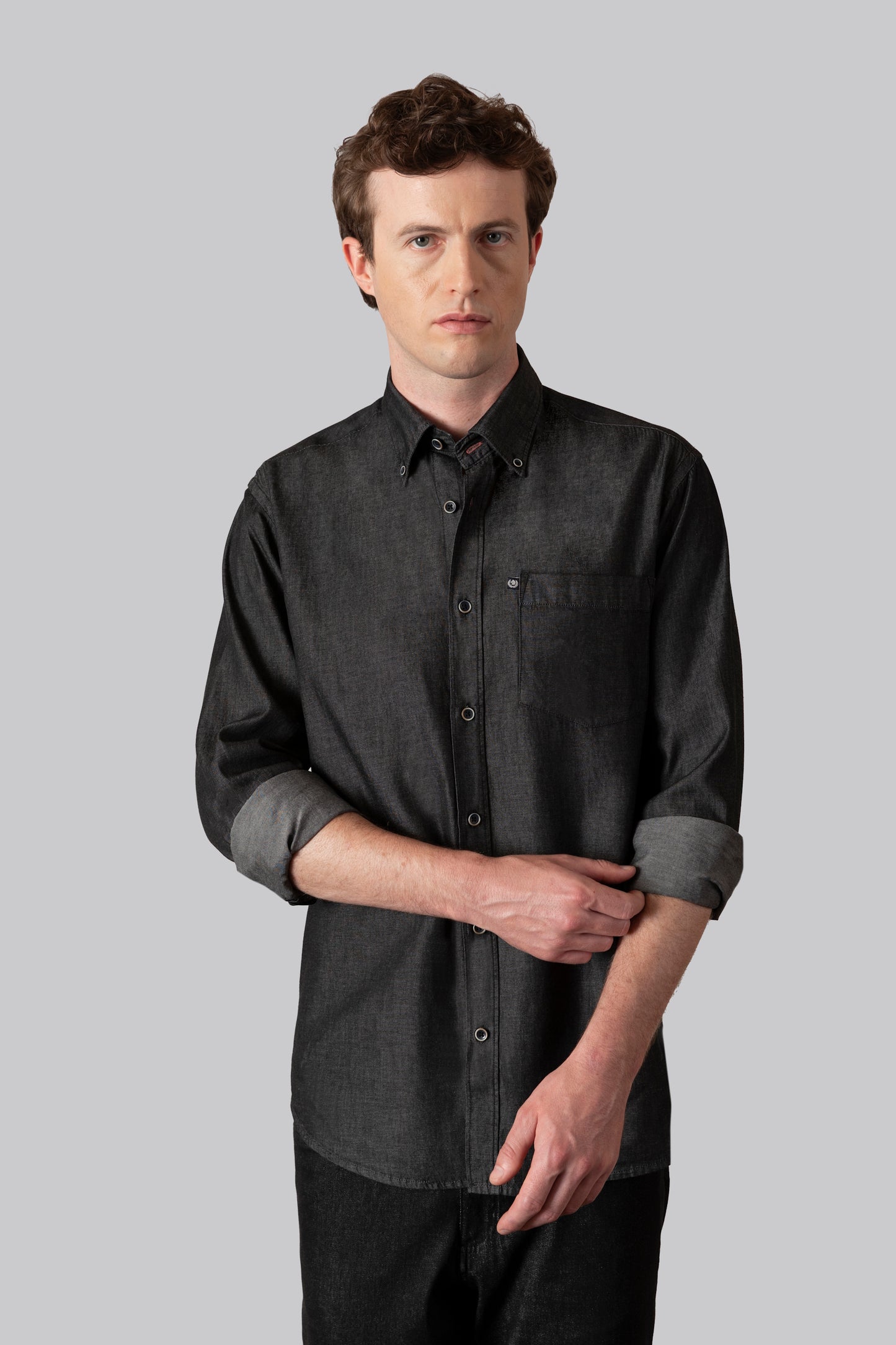 Camicia con taschino e Button Down in Denim
