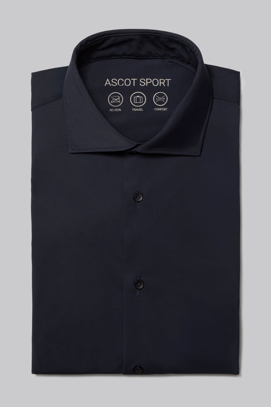 Camicia collo classico in tessuto tech-stretch no stiro