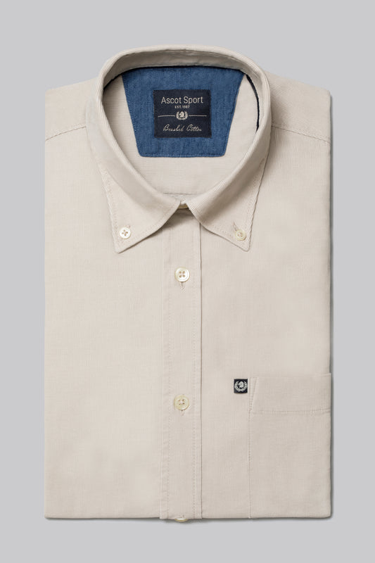 Camicia in velluto mille righe con taschino e collo button down