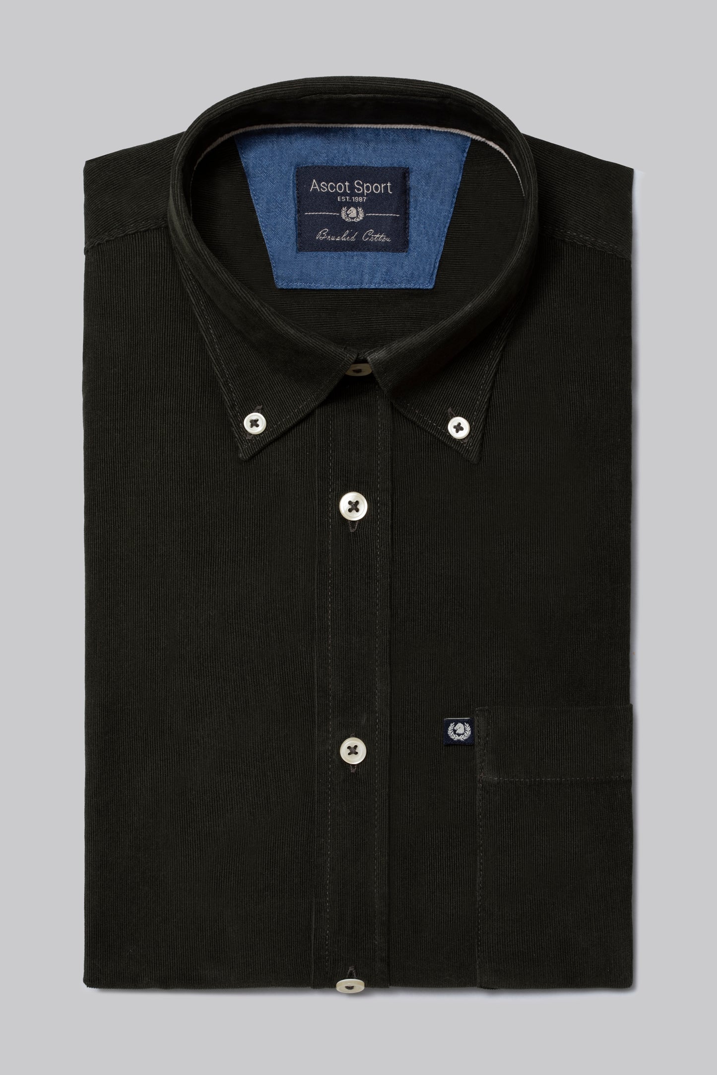 Camicia in velluto mille righe con taschino e collo button down