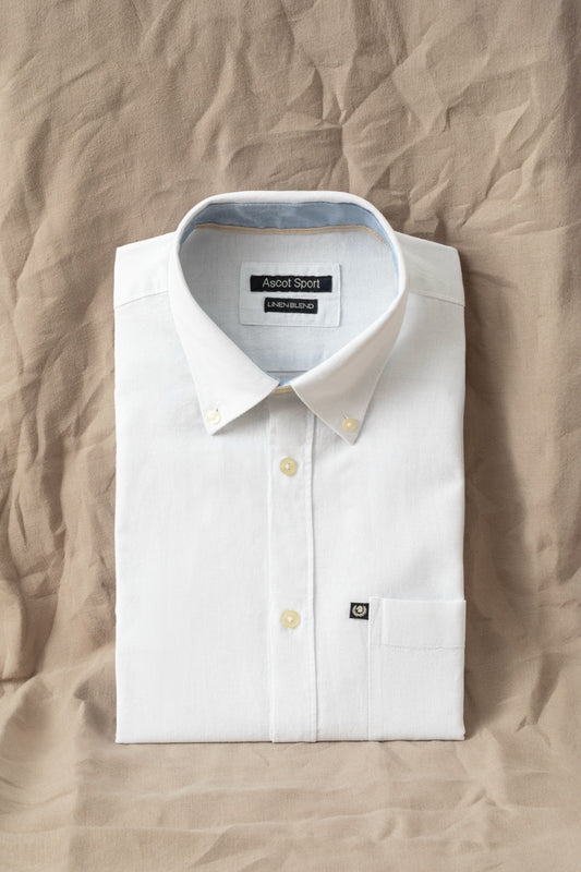 Button-down shirt in linen cotton blend