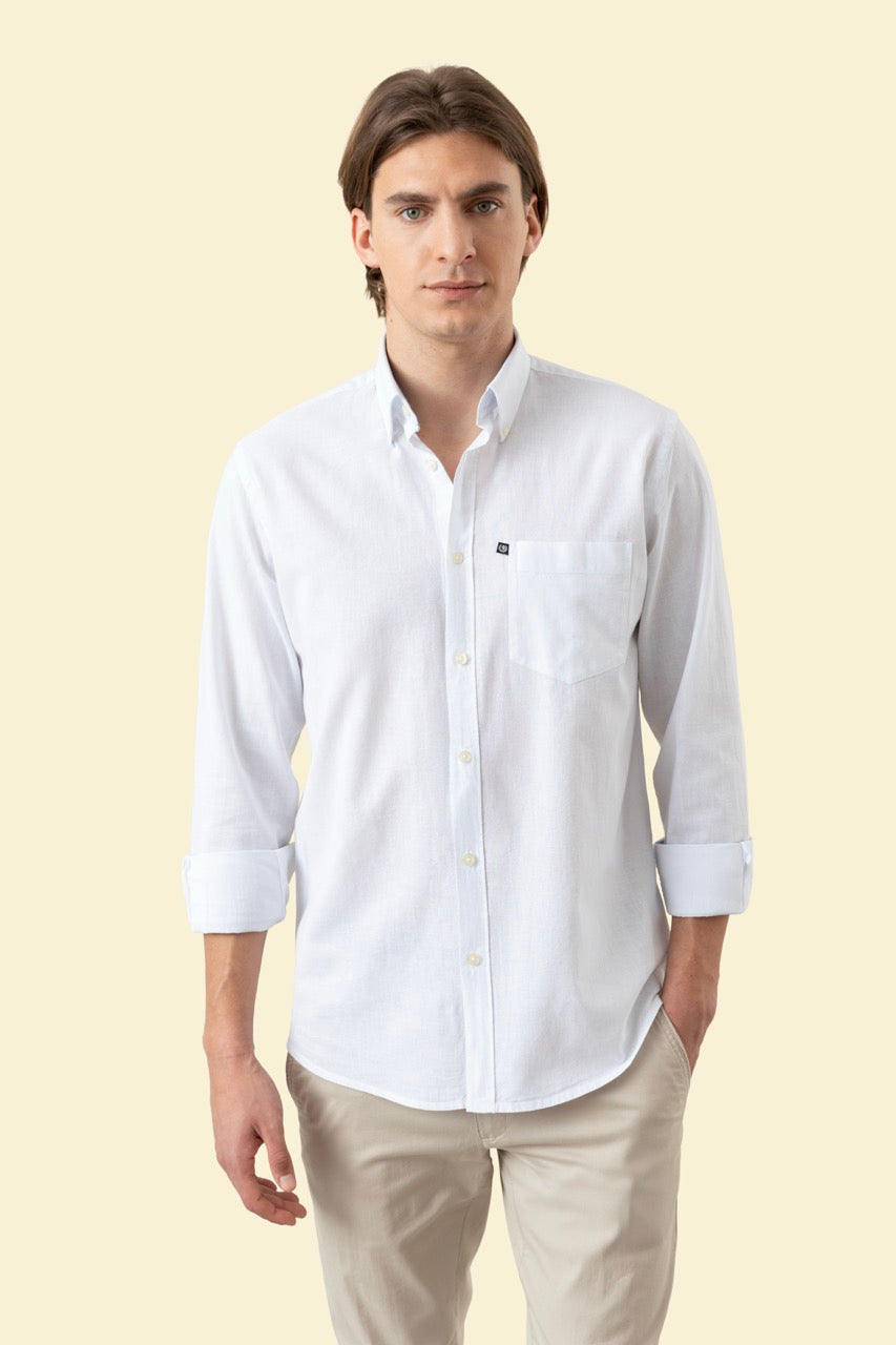Camicia Button Down in misto lino cotone
