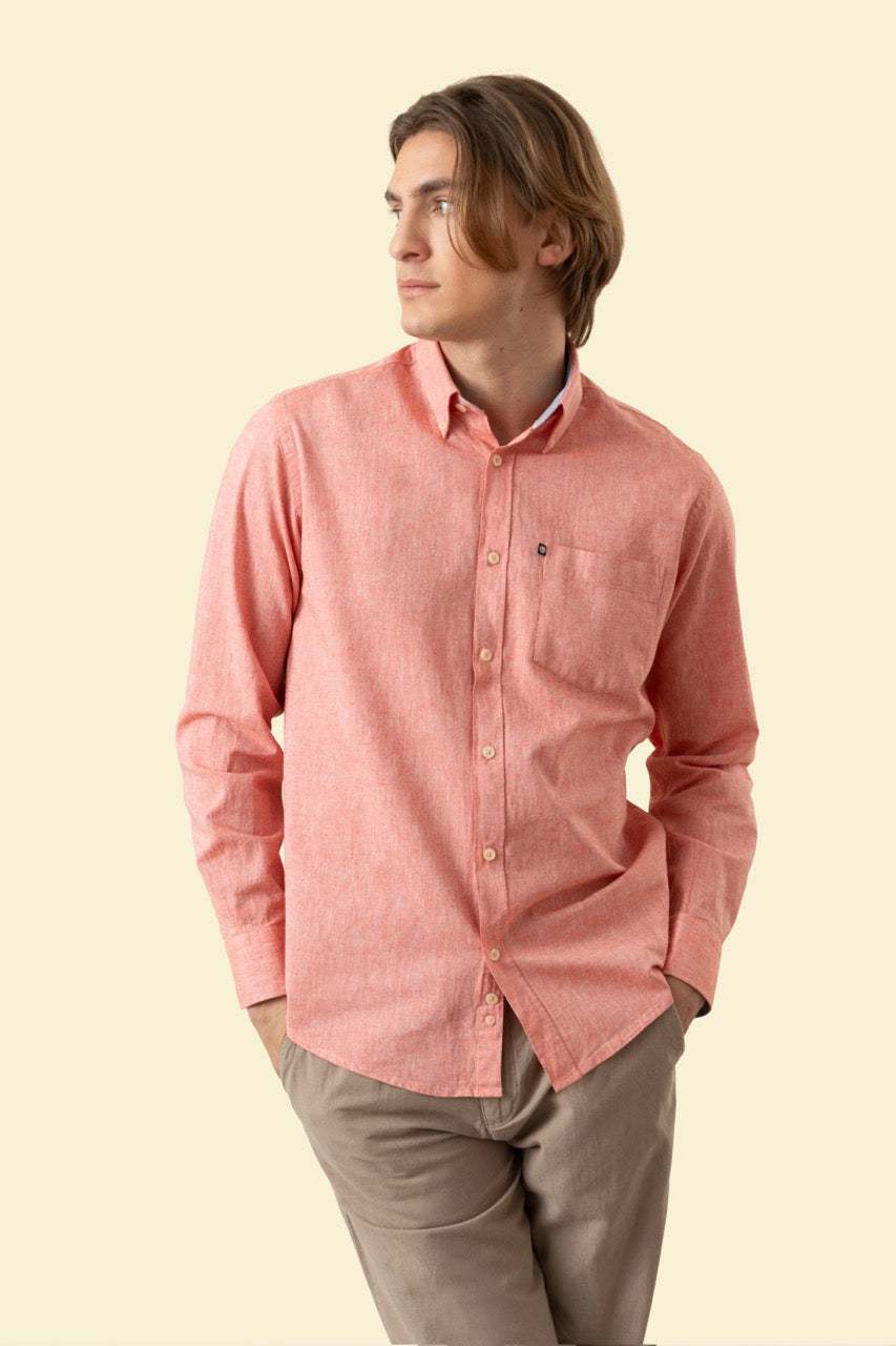 Camicia Button Down in misto lino cotone