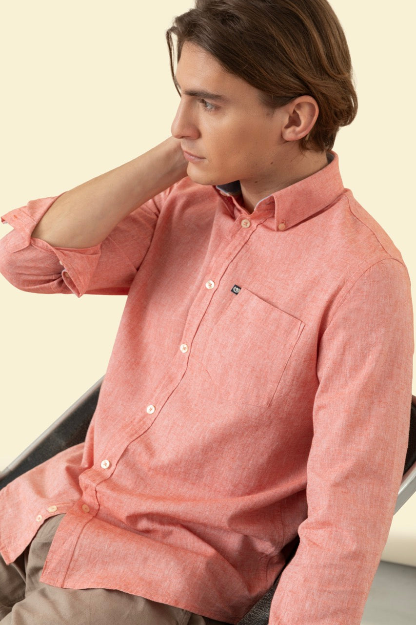 Camicia Button Down in misto lino cotone