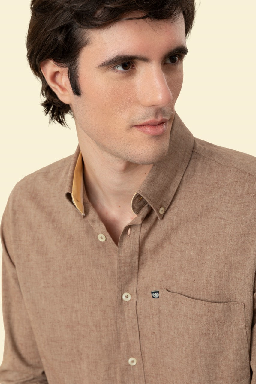 Camicia Button Down in misto lino cotone