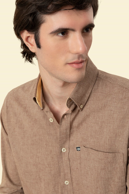 Camicia Button Down in misto lino cotone