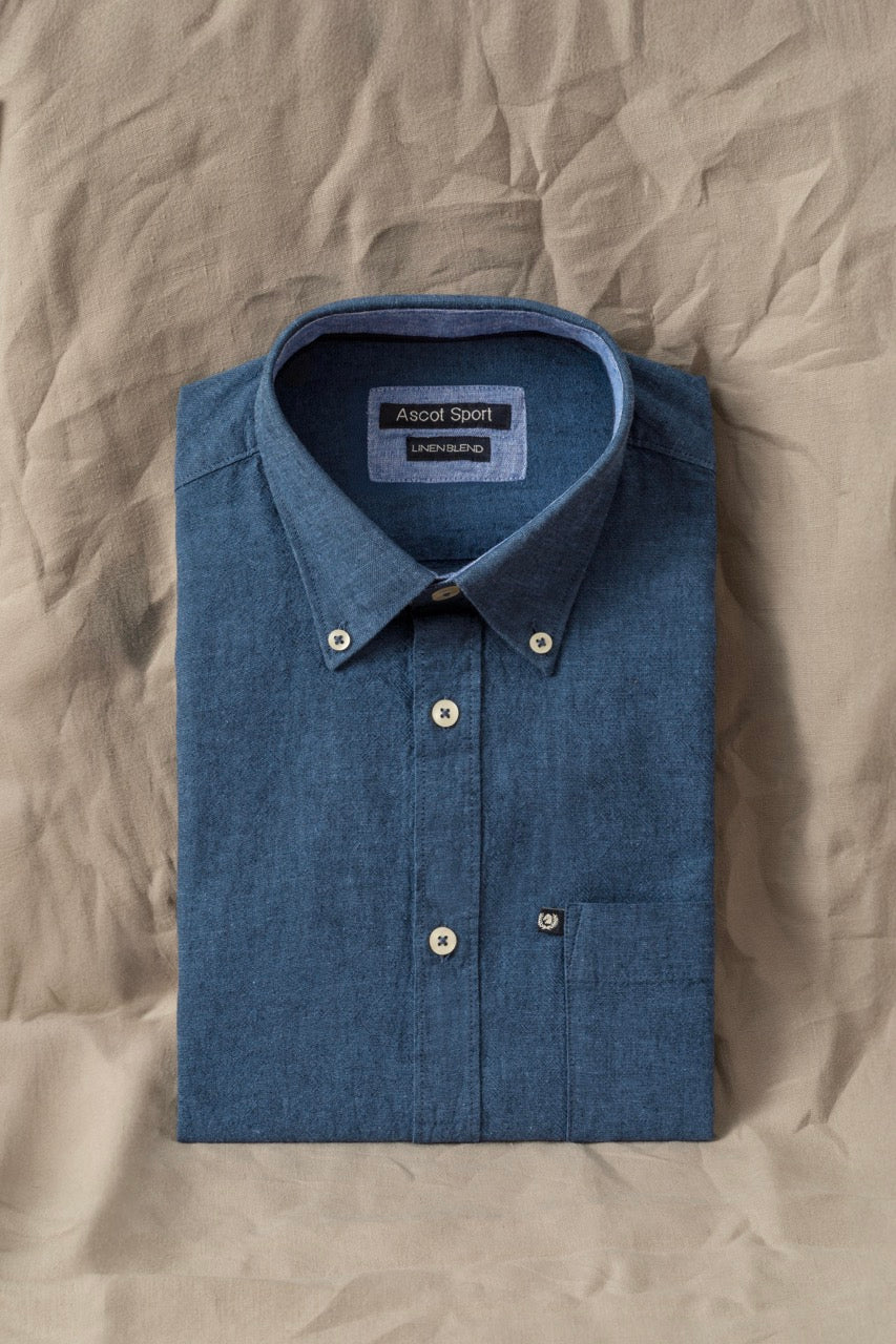 Camicia Button Down in misto lino cotone