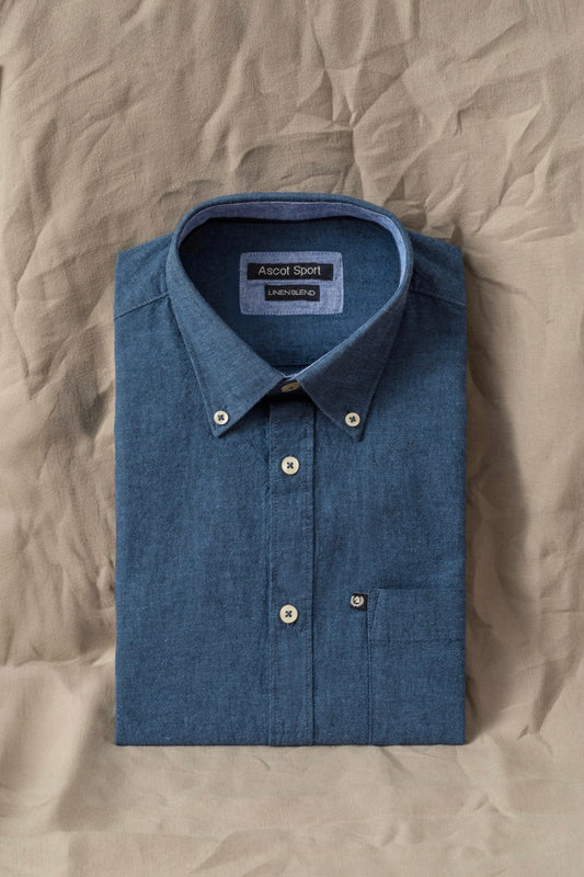 Camicia Button Down in misto lino cotone