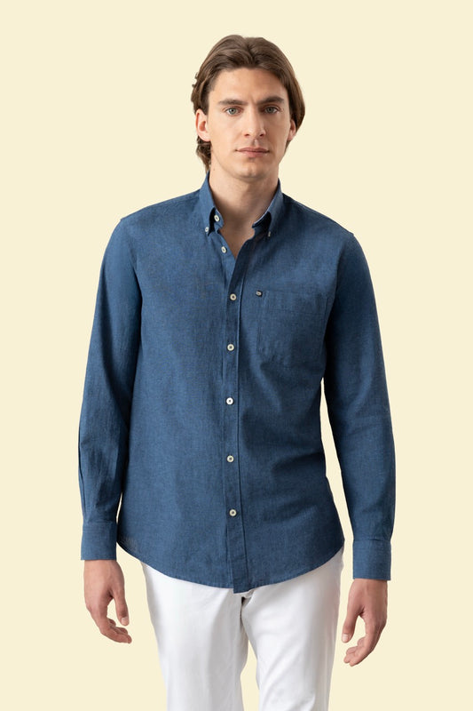 Camicia Button Down in misto lino cotone