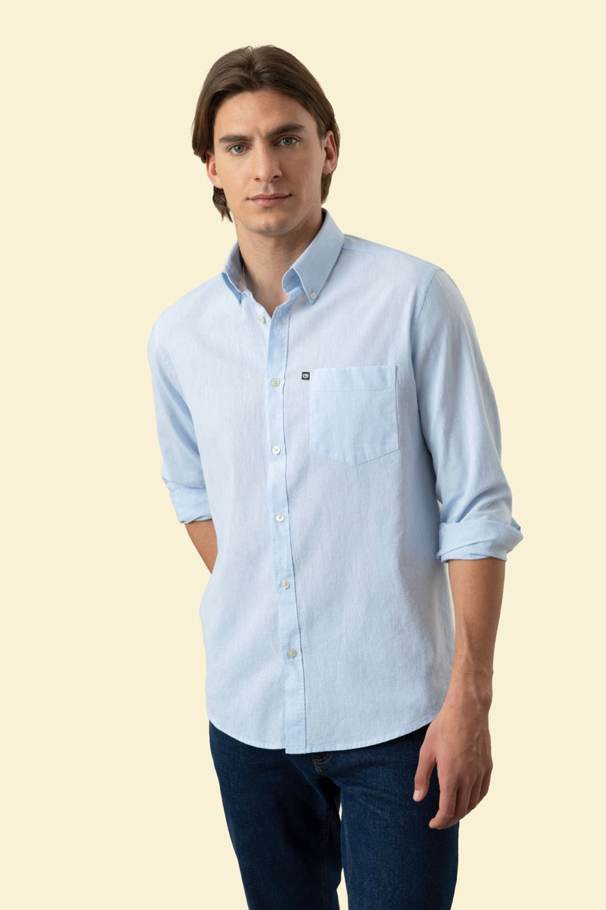 Camicia Button Down in misto lino cotone