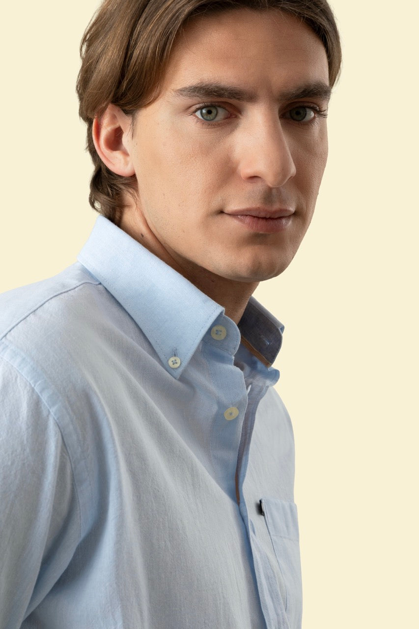Camicia Button Down in misto lino cotone