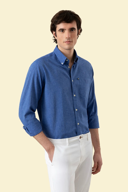 Camicia Button Down in misto lino cotone