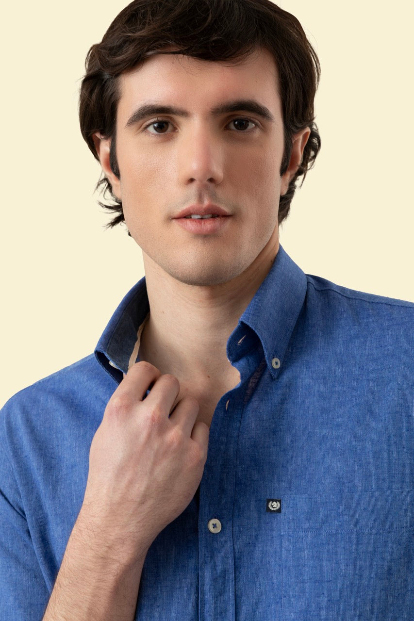 Camicia Button Down in misto lino cotone
