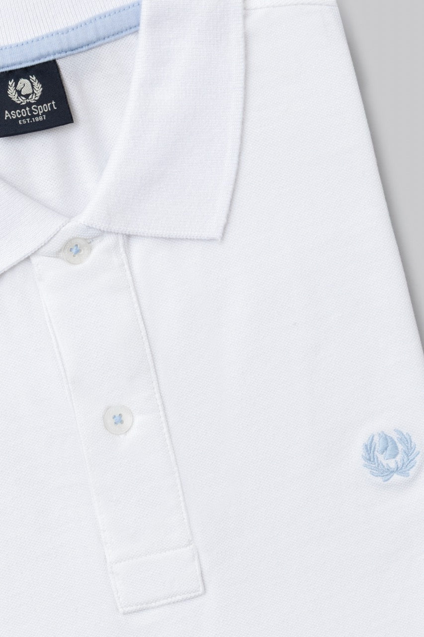 Polo in piquet di cotone con logo ricamato a contrasto