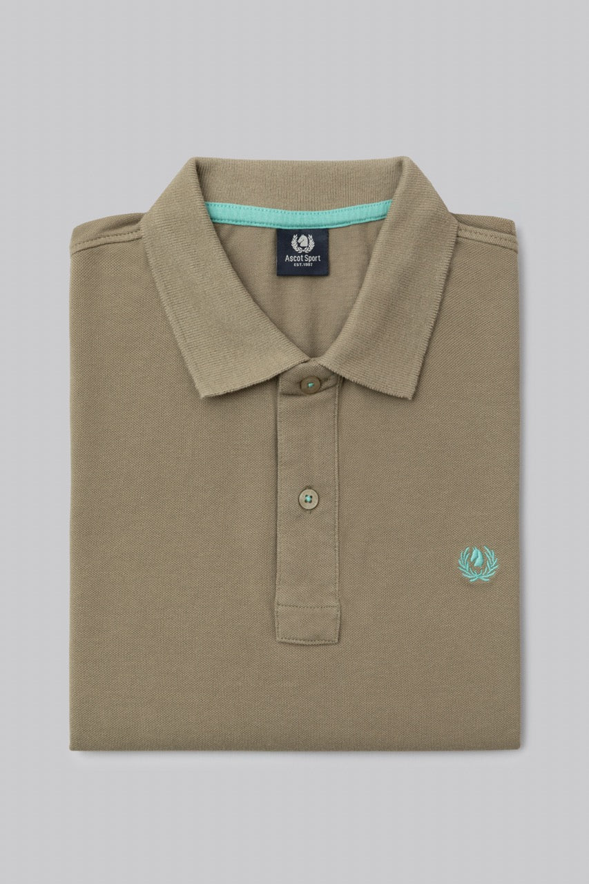 Polo in piquet di cotone con logo ricamato a contrasto