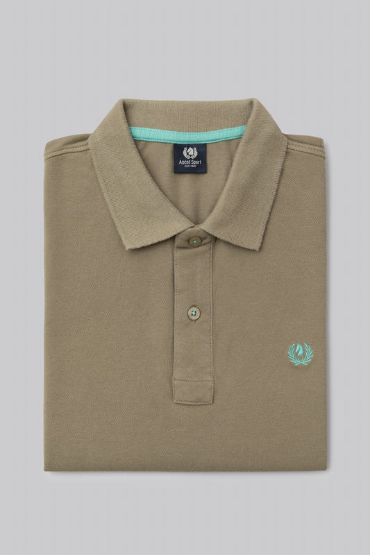 Polo in piquet di cotone con logo ricamato a contrasto