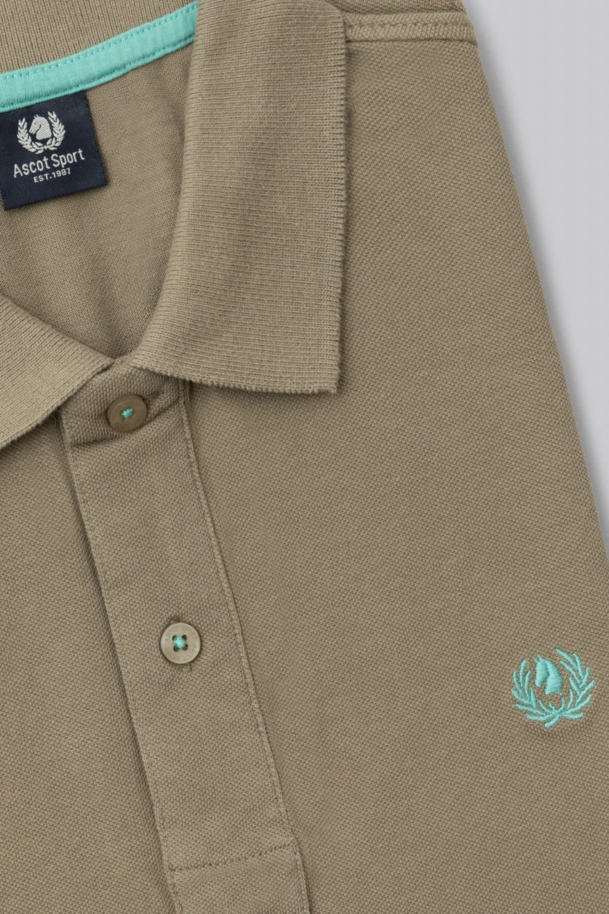 Polo in piquet di cotone con logo ricamato a contrasto