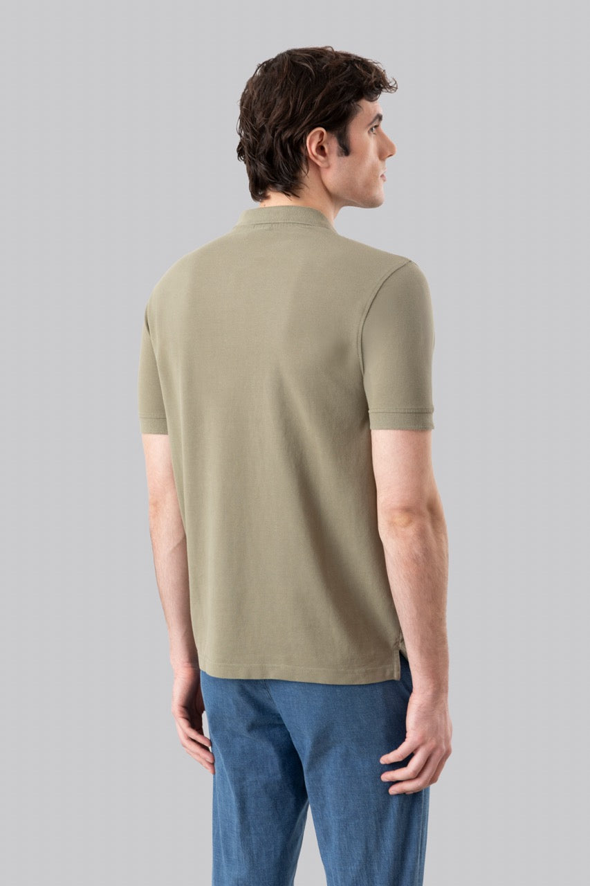 Polo in piquet di cotone con logo ricamato a contrasto