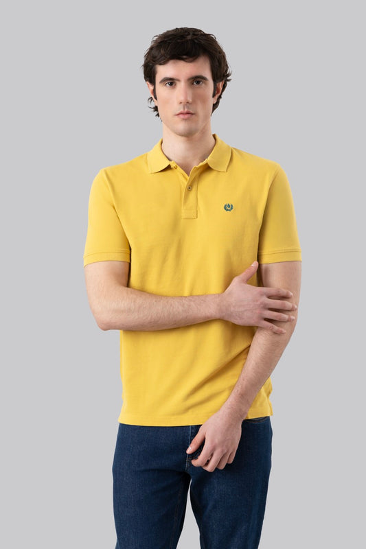 Polo in piquet di cotone con logo ricamato a contrasto