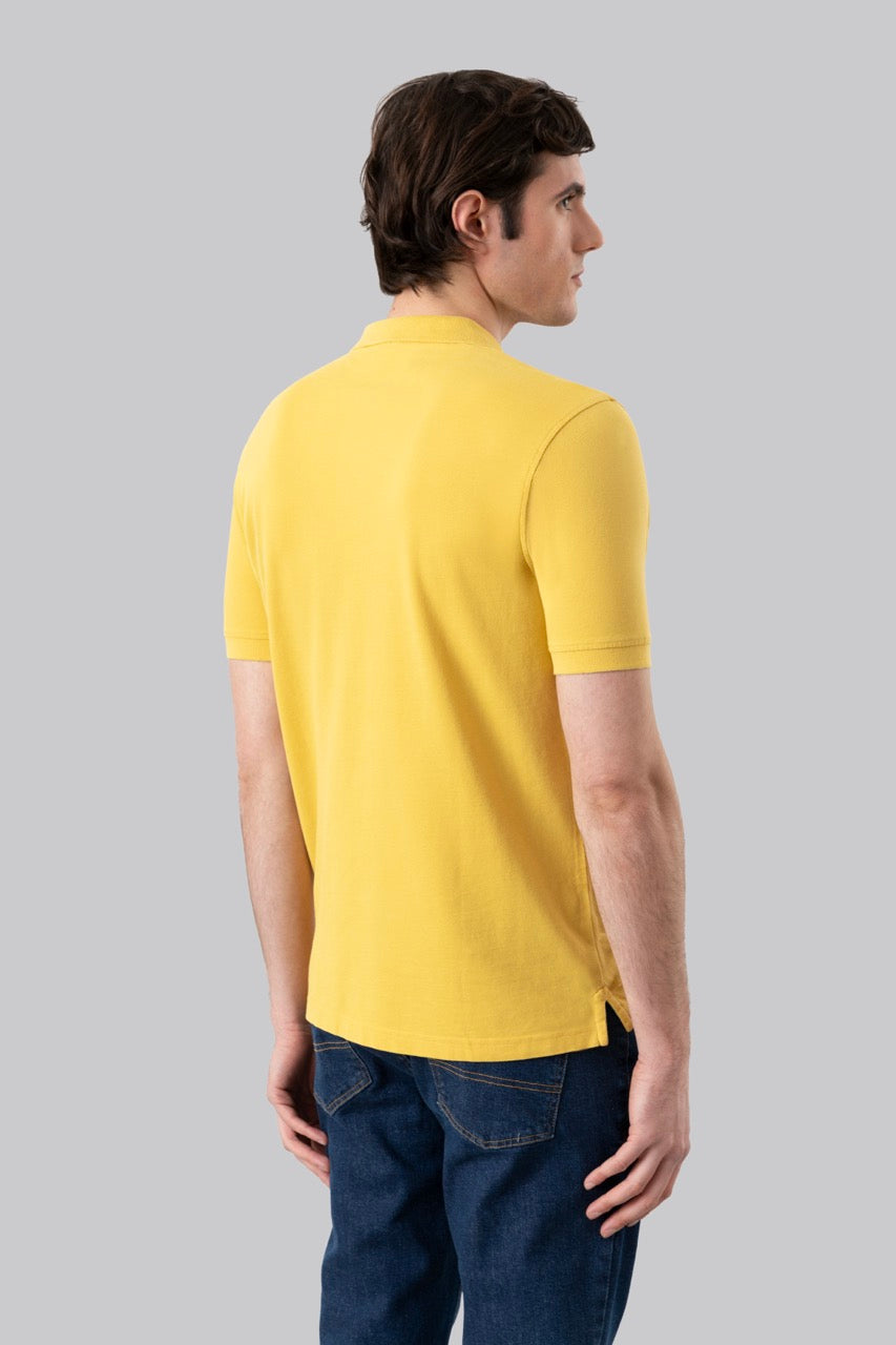 Polo in piquet di cotone con logo ricamato a contrasto