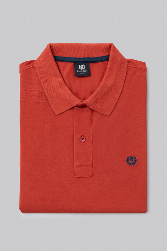 Polo in piquet di cotone con logo ricamato a contrasto