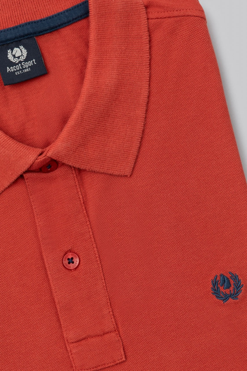 Polo in piquet di cotone con logo ricamato a contrasto