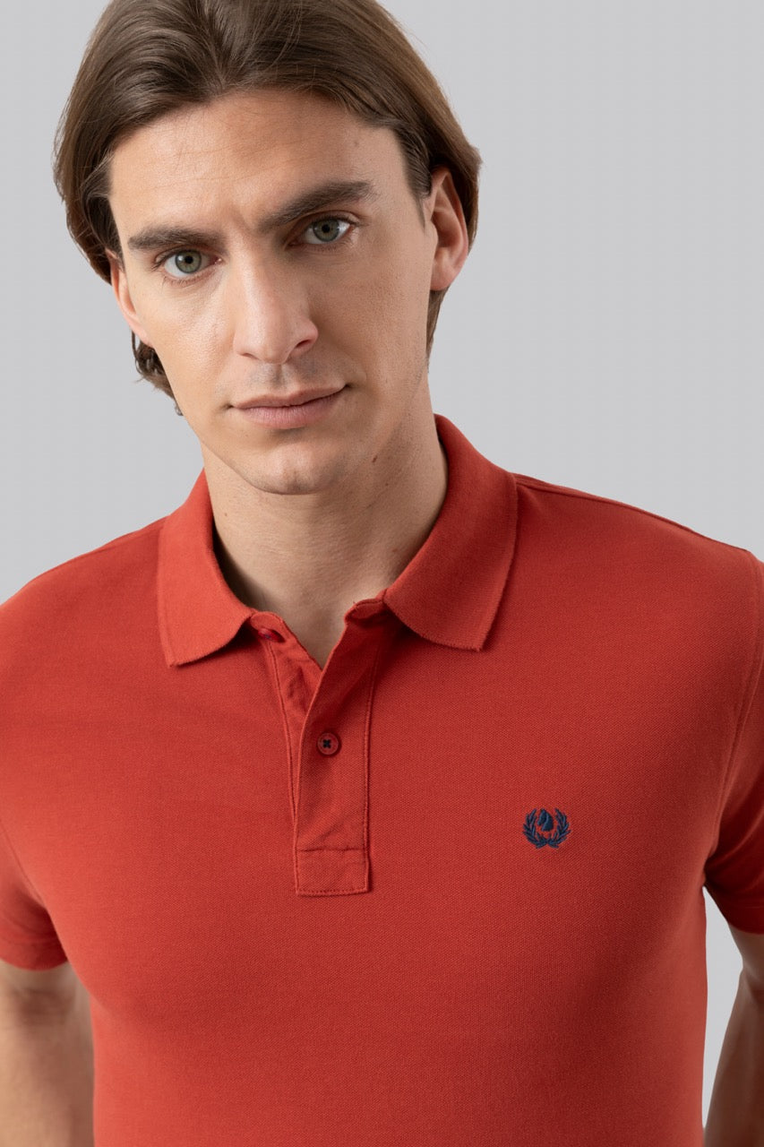 Polo in piquet di cotone con logo ricamato a contrasto