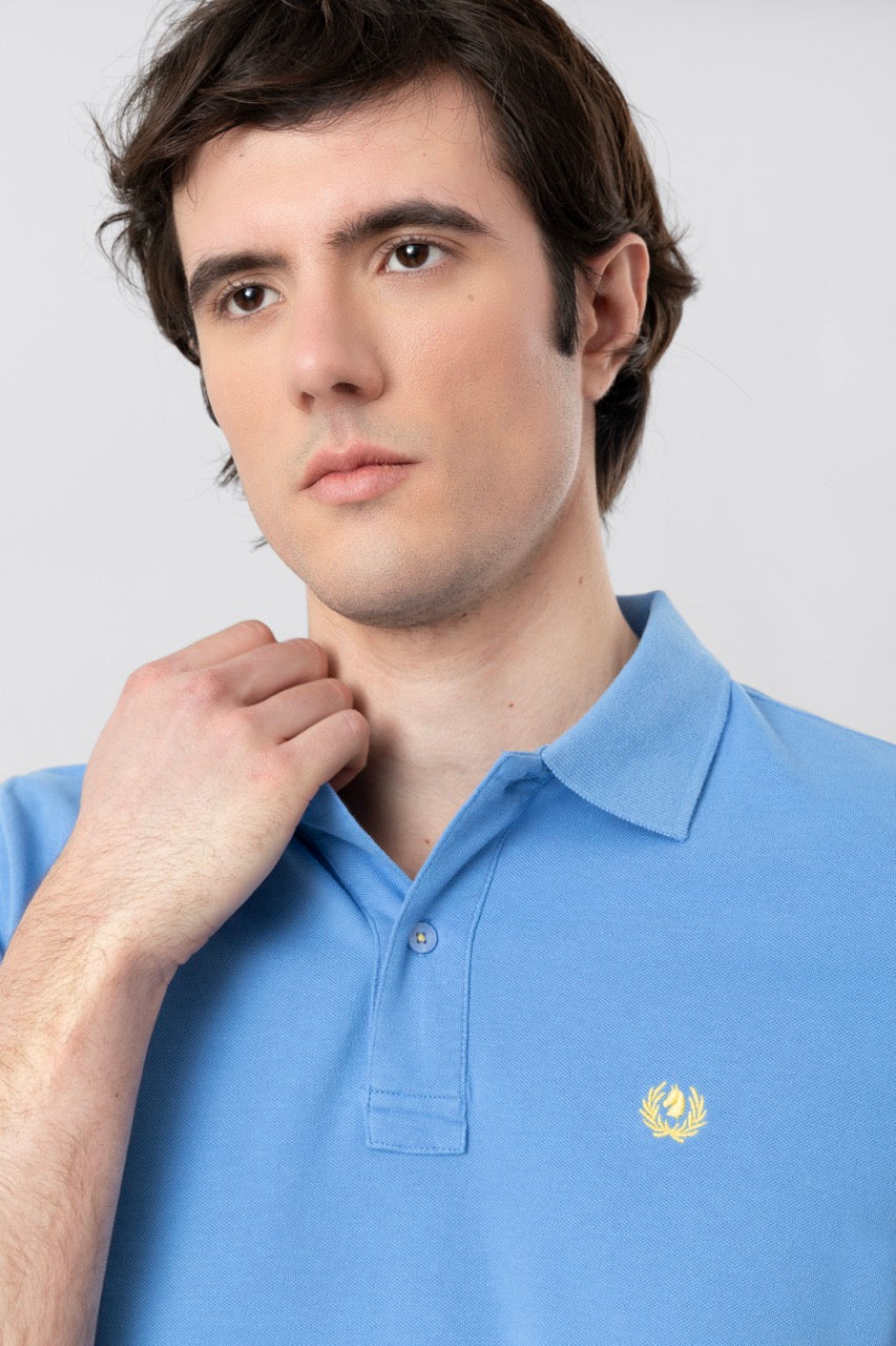 Cotton piqué polo shirt with contrasting embroidered logo