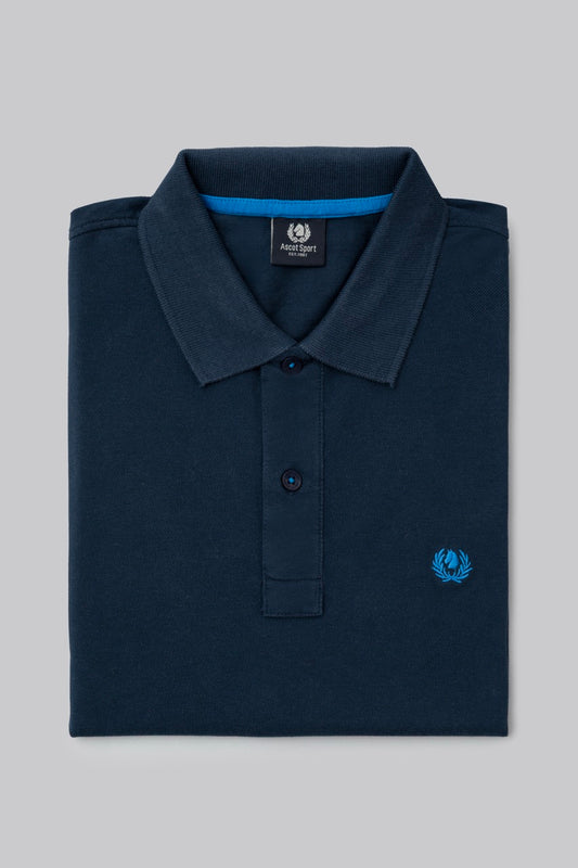 Polo in piquet di cotone con logo ricamato a contrasto
