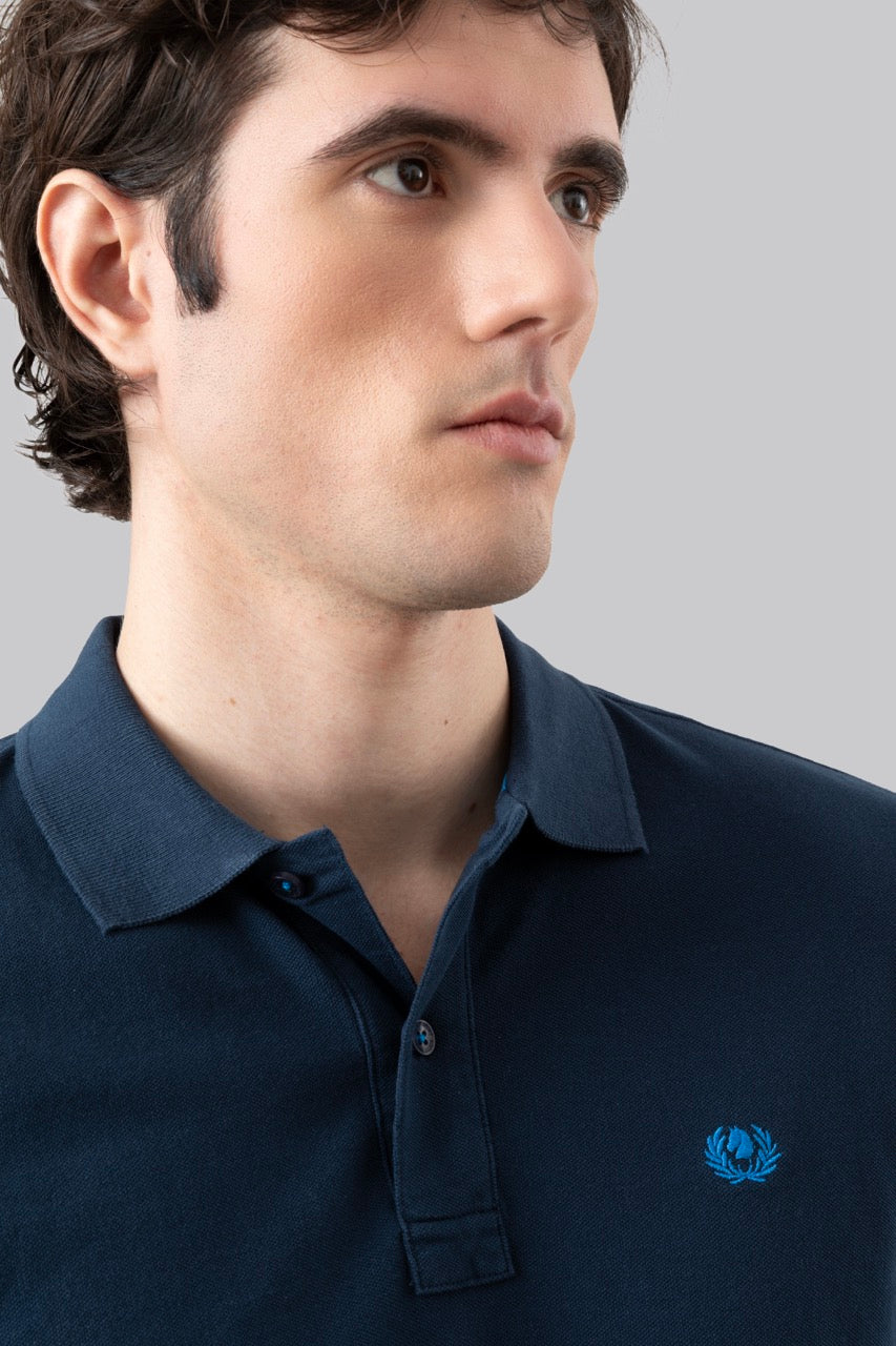 Cotton piqué polo shirt with contrasting embroidered logo
