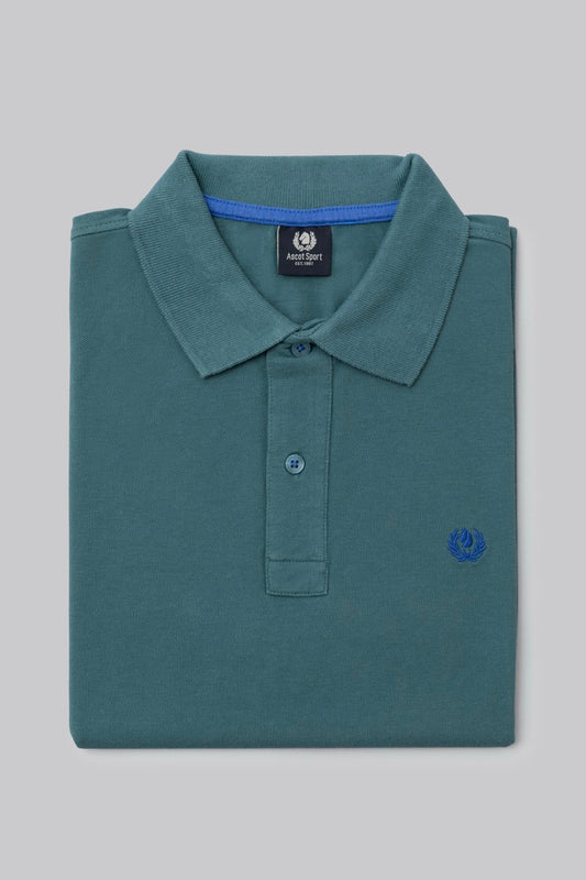 Polo in piquet di cotone con logo ricamato a contrasto