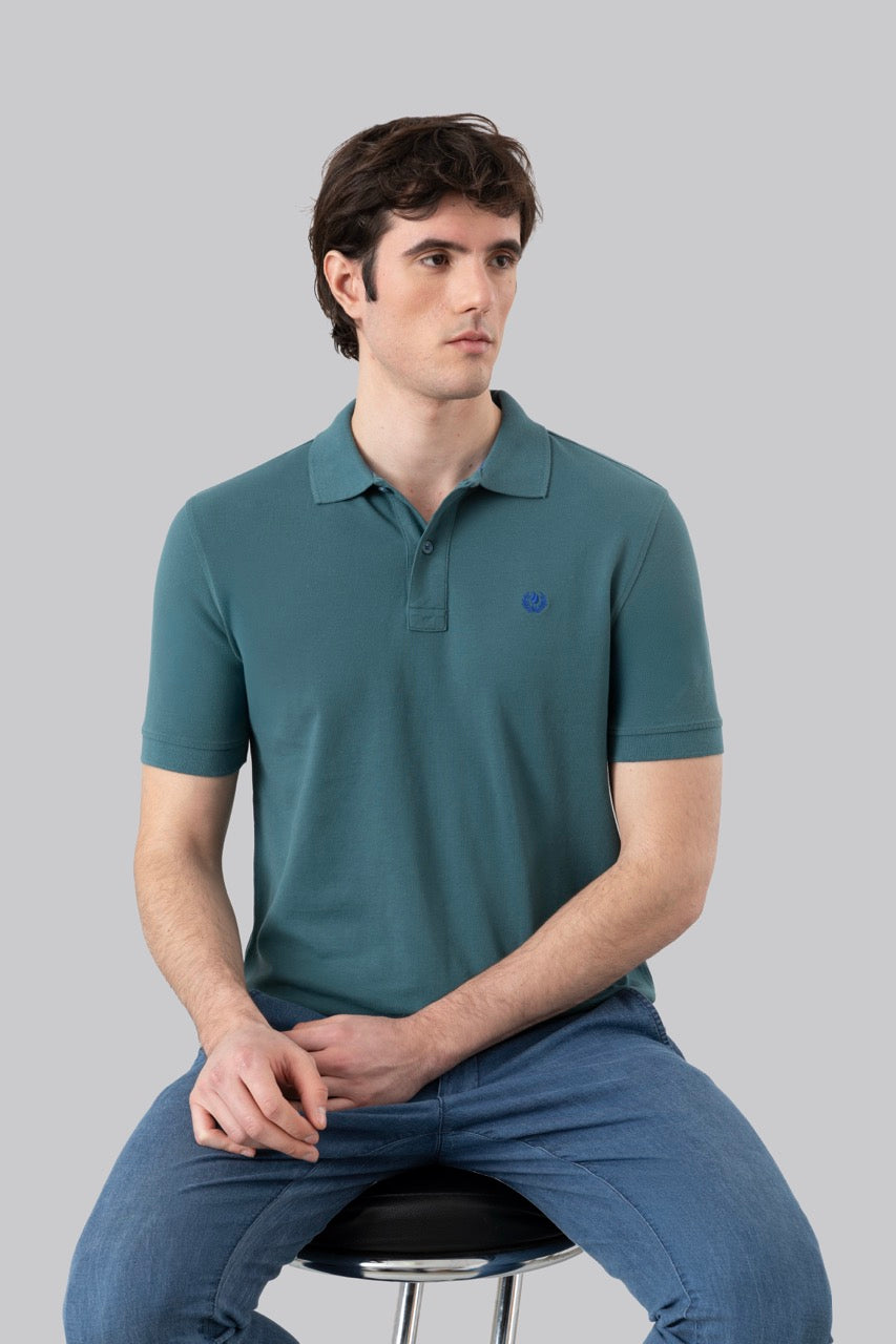 Cotton piqué polo shirt with contrasting embroidered logo