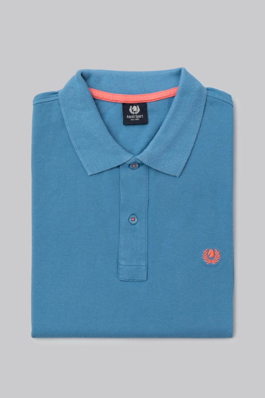 Polo in piquet di cotone con logo ricamato a contrasto