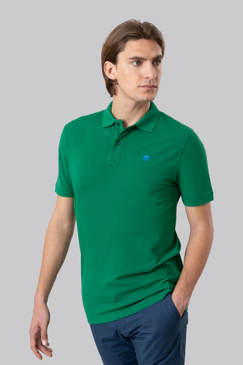 Polo in piquet di cotone con logo ricamato a contrasto