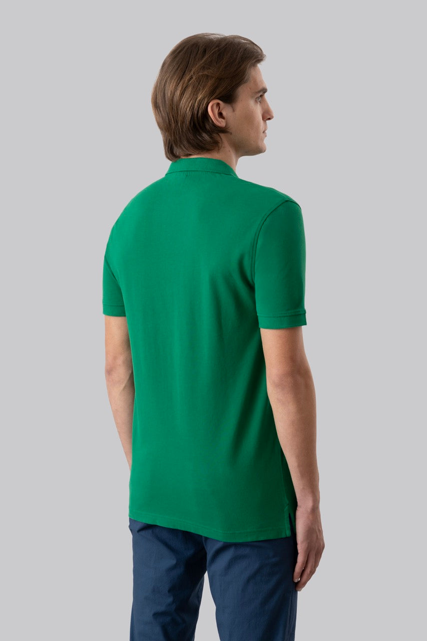 Polo in piquet di cotone con logo ricamato a contrasto