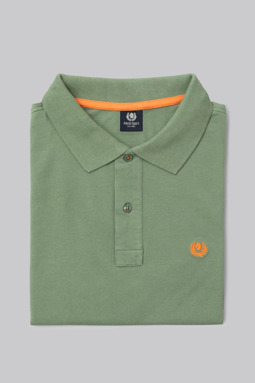 Polo in piquet di cotone con logo ricamato a contrasto