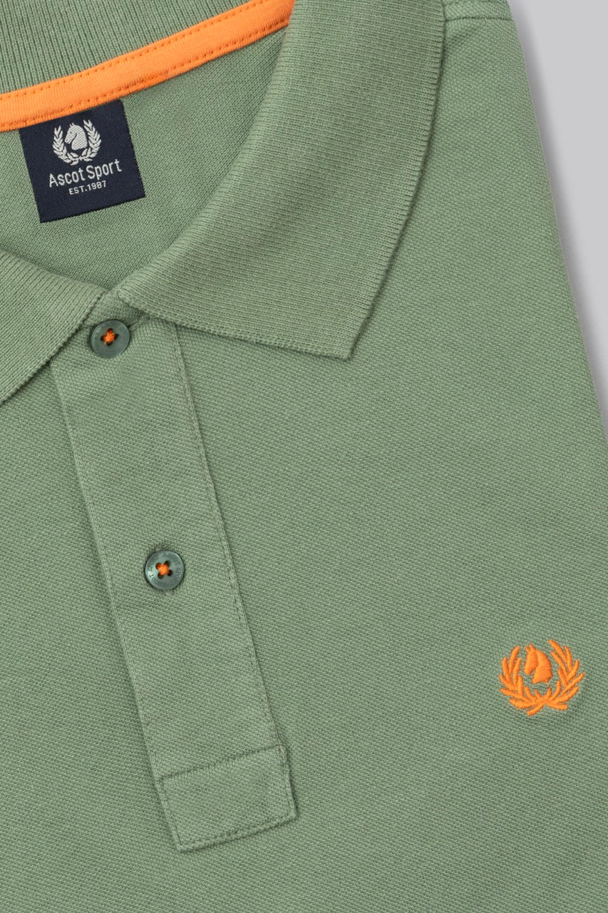 Polo in piquet di cotone con logo ricamato a contrasto