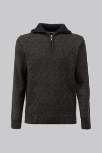 Pullover mezza zip con motivo