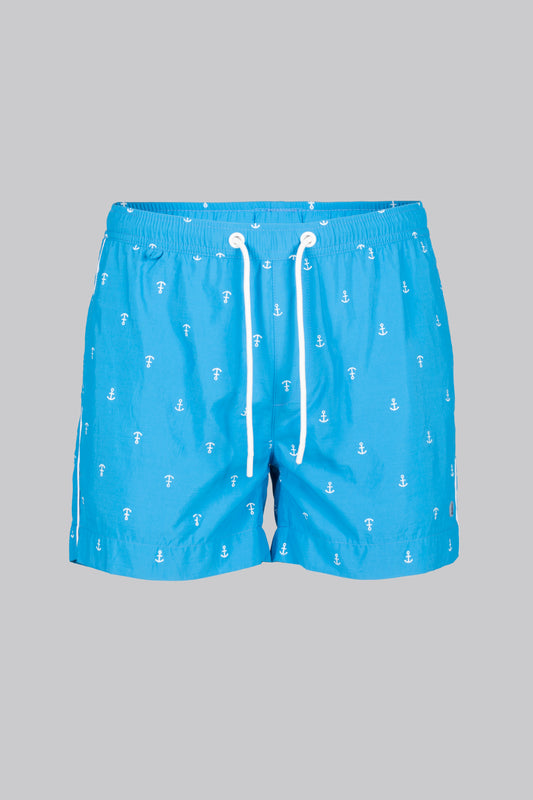 Swim shorts with anchor print pattern and contrasting details