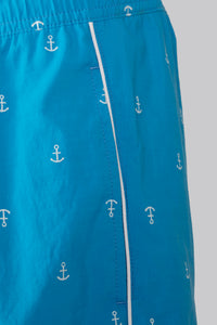 Boxer mare con fantasia stampa ancore e dettagli a contrasto