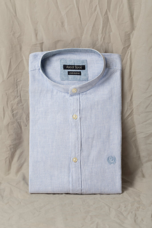 Camicia in misto lino cotone collo corea