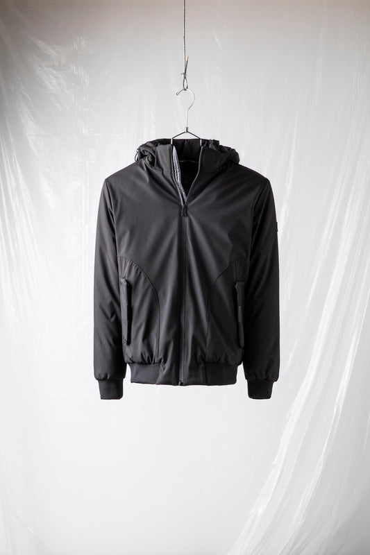 Short padded jacket in technical fabric