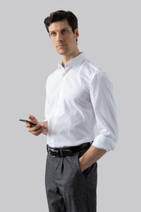 Camicia collo classico in cotone jacquard